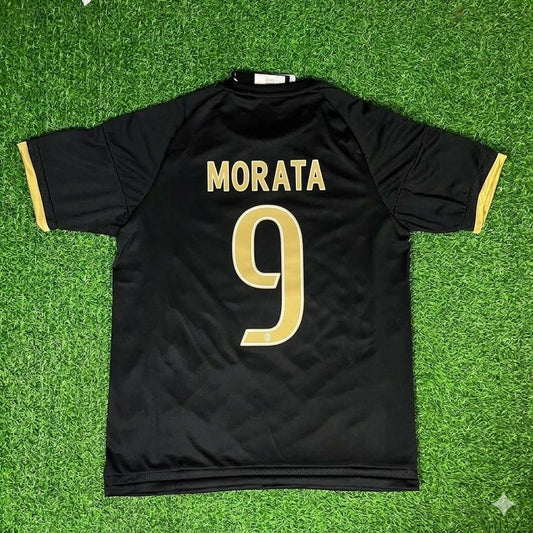 Alvaro Morata 9- Juventus Retro Black Kit Jersey Trikot Maglia Soccer Shirt