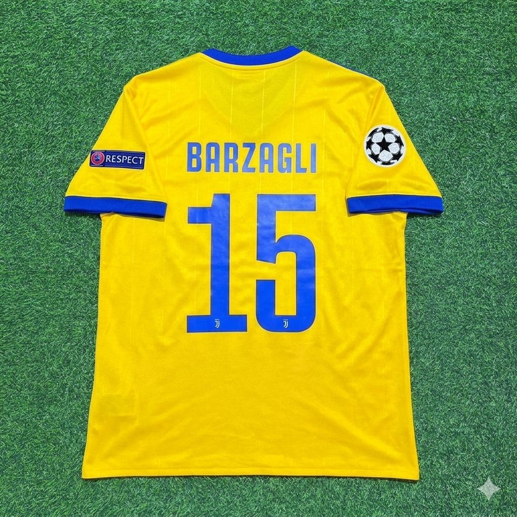 Andrea Barzagli Juventus 2017-2018 Yellow Retro Football Jersey