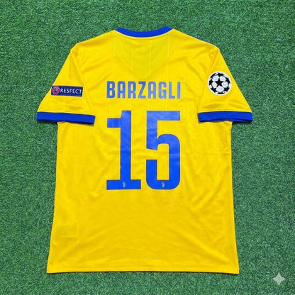 Andrea Barzagli Juventus 2017-2018 Yellow Retro Football Jersey