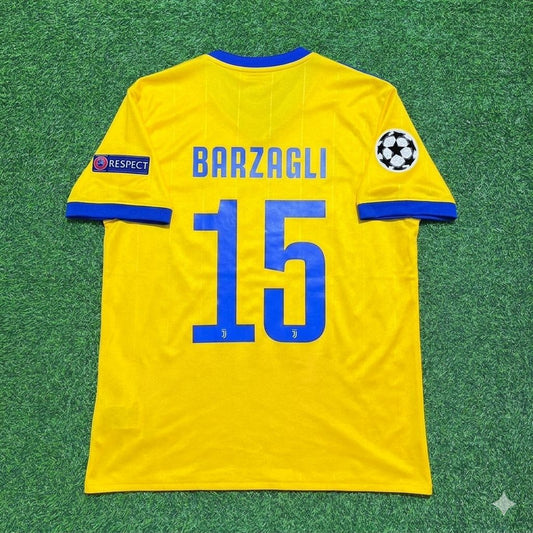 Andrea Barzagli Juventus 2017-2018 Yellow Retro Football Jersey