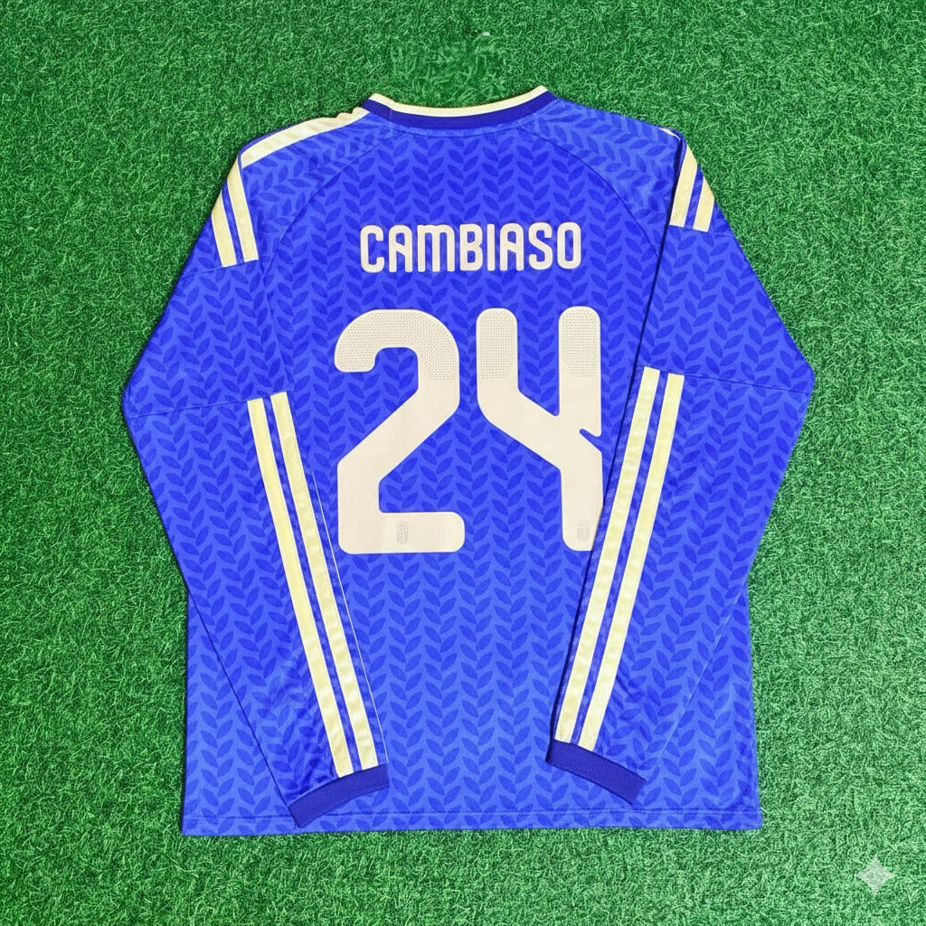 Andrea Cambiaso 24 – Italien 2026 WM-Fußballtrikot mit langen Ärmeln