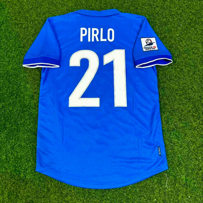 Andrea Pirlo Italy Home Blue Retro Football Jersey