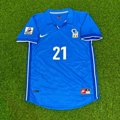 Andrea Pirlo Italy Home Blue Retro Football Jersey