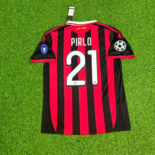 Andrea Pirlo - AC Milan 2009 2010 Red Black Kit Jersey Trikot Maillot Soccer Shirt
