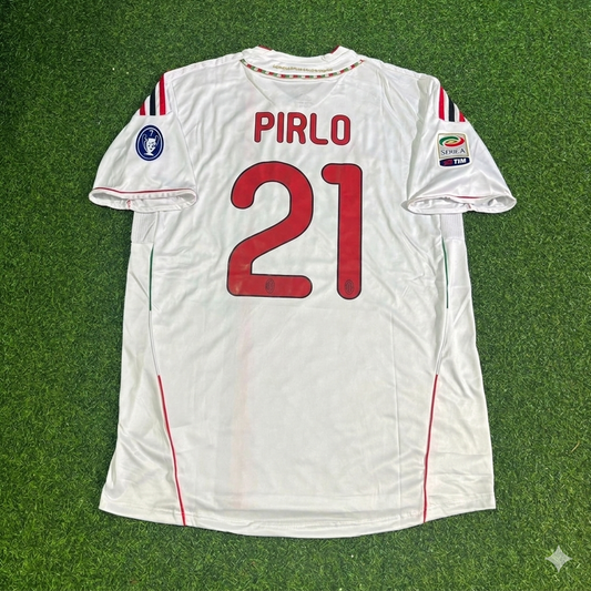 Andrea Pirlo #21 Milan 2011-2012 White Away Retro Football Jersey