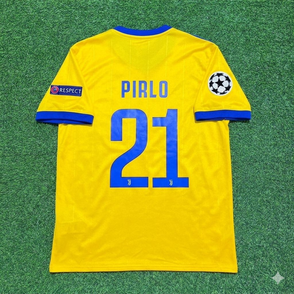 Andrea Pirlo Juventus Yellow Retro Football Jersey