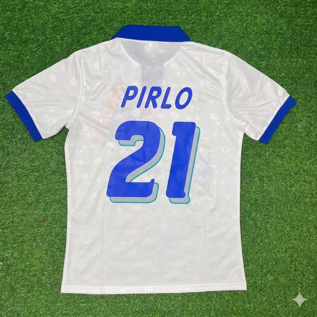 Andrea Pirlo Italy White Retro Football Jersey Trikot Maillot