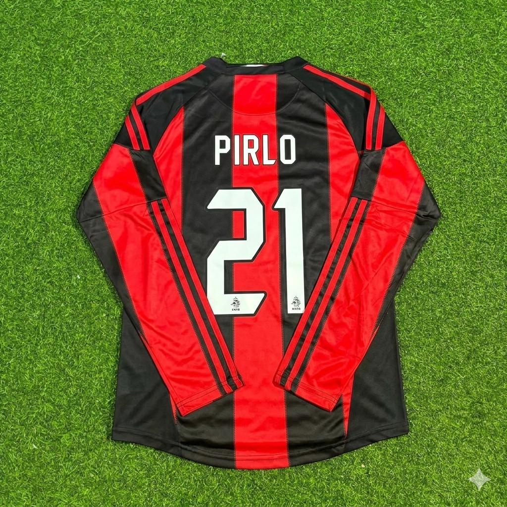 Andrea Pirlo AC Milan 2010-2011 Home Long Sleeve Retro Football Jersey