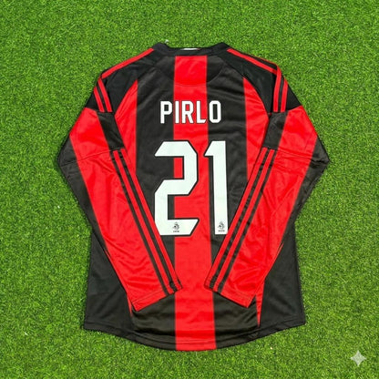 Andrea Pirlo AC Milan 2010-2011 Home Long Sleeve Retro Football Jersey