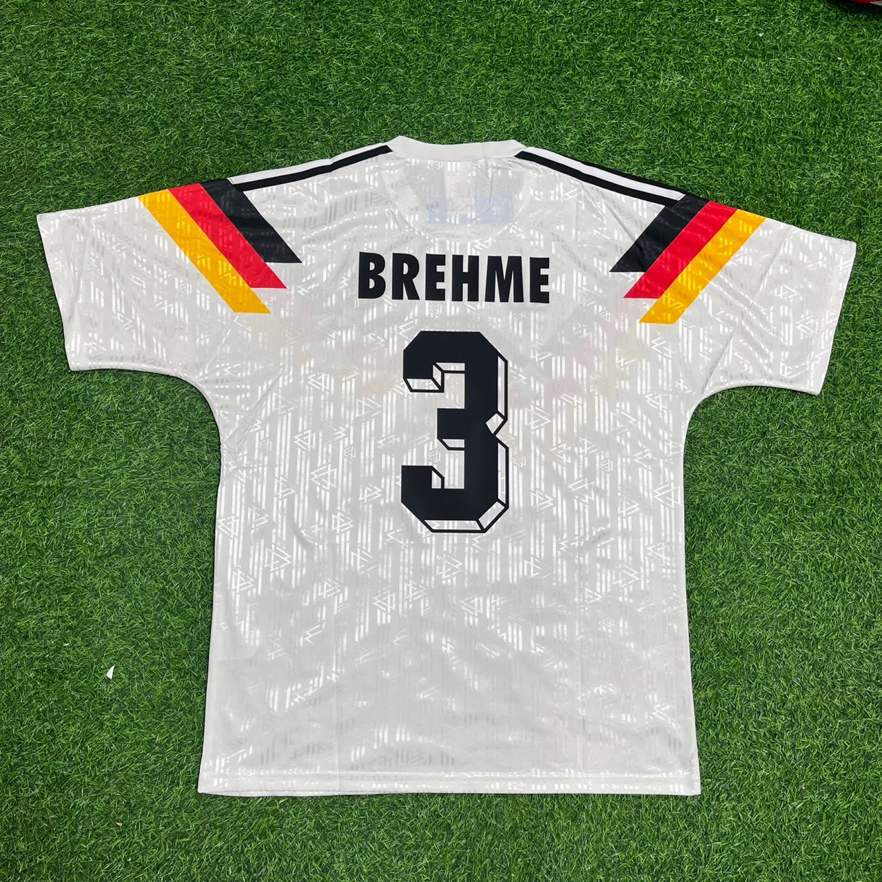 Andreas Brehme Germany Deutschland Retro 1990 World Cup Jersey - Deutschland Retro-Trikot WM 1990 Soccer Shirt