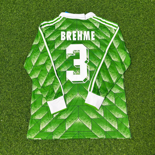 Andreas Brehme Deutschland 1990 Weltmeisterschaft Grünes Langarm Retro Fußballtrikot