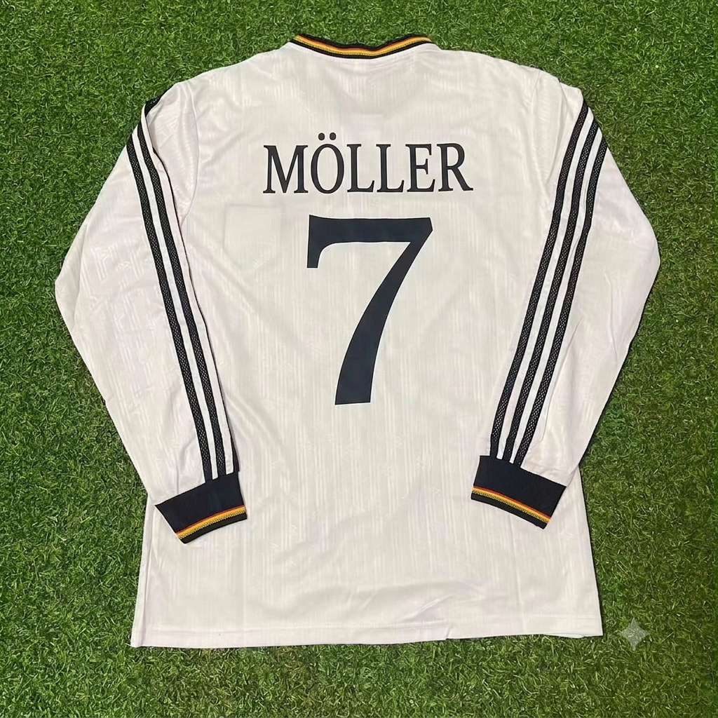 Andreas Möller #7 Germany EURO 1996 Final Home Long Sleeve Retro Football Jersey Kit