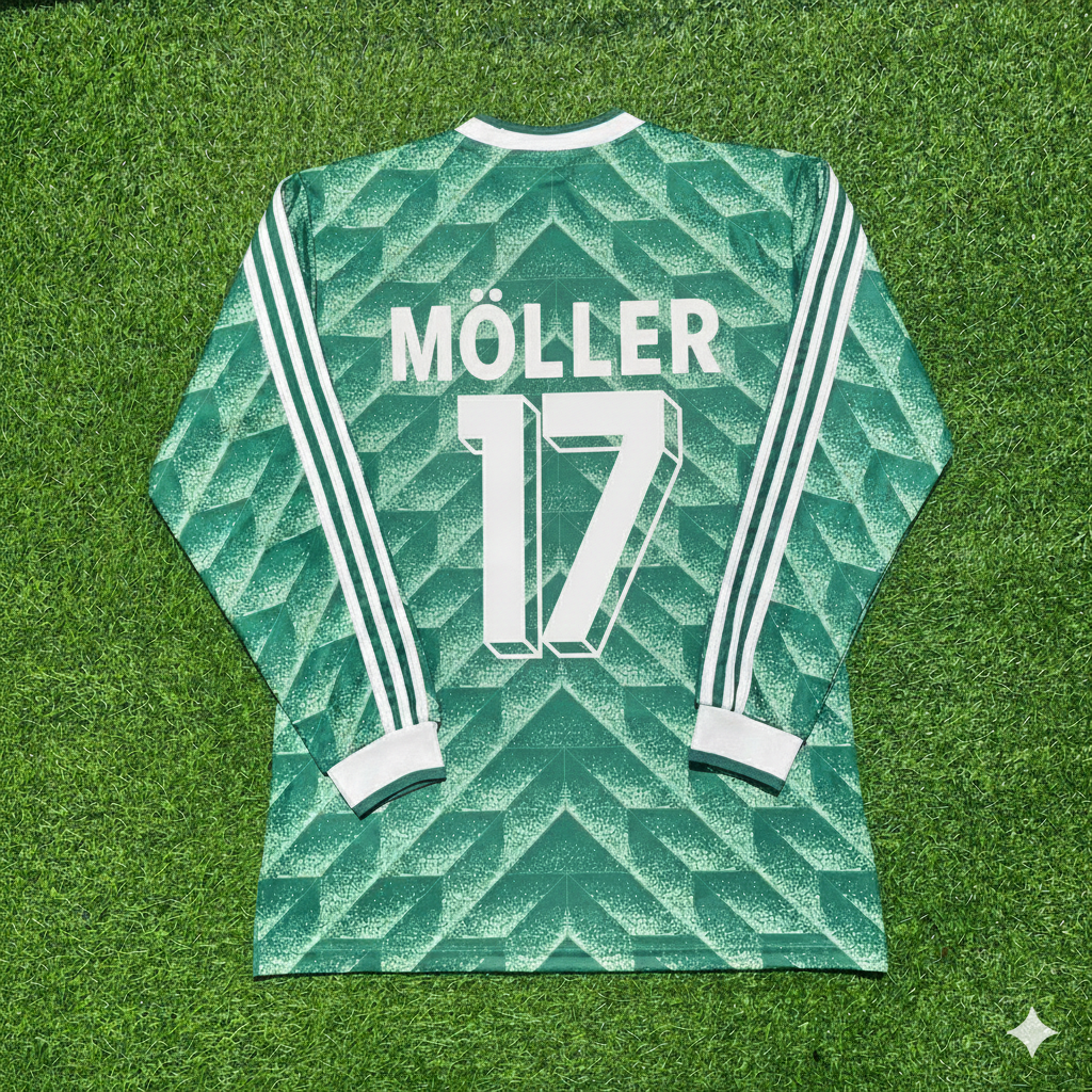Andreas Möller Germany 1990 World Cup Green Long Sleeve Football Jersey