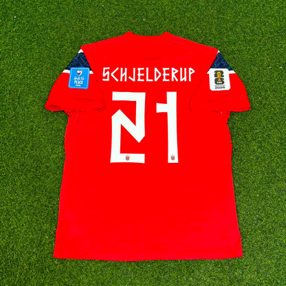 Andreas Schjelderup #21 Norway 2026 World Cup Home Football Jersey