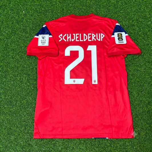 Andreas Schjelderup #21 Norway 2026 World Cup Home Football Jersey
