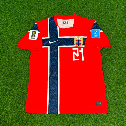 Andreas Schjelderup #21 Norway 2026 World Cup Home Football Jersey