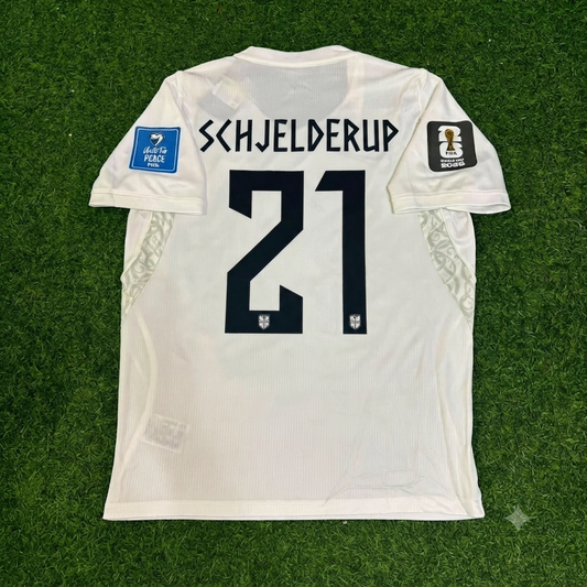 Andreas Schjelderup #21 Norway 2026 World Cup White Football Jersey