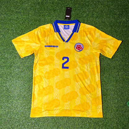 Andrés Escobar Colombia 1994 World Cup Retro Football Jersey Kit