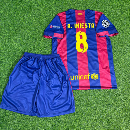 Andres Iniesta #8 Barcelona 2015 Champions League Finale Kinder Retro Trikot