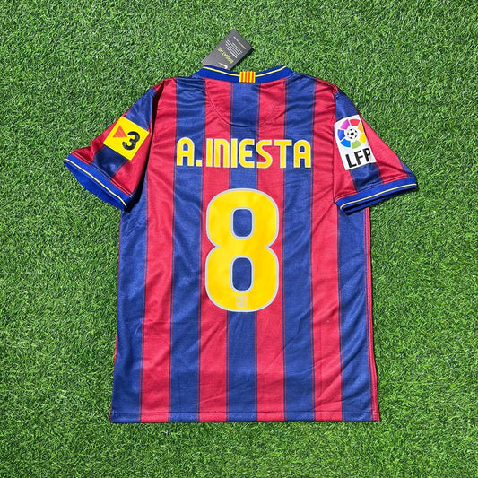 Andres Iniesta 8 - Barcelona Home 2009/2010 Retro Kit Jersey Maillot Trikot Soccer Shirt