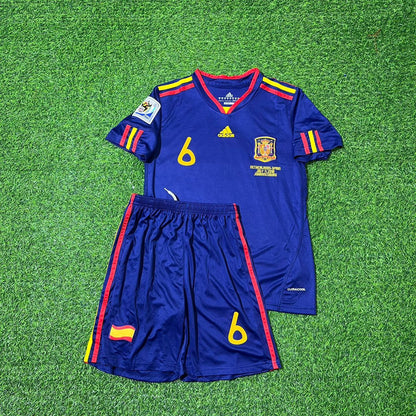 Andrés Iniesta 6 Spain 2010 World Cup Final Retro Kids Football Jersey
