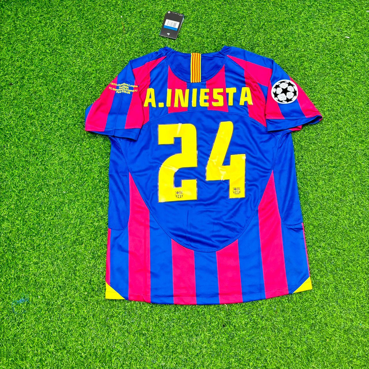Andres Iniesta Barcelona 2006 Final Retro Short Sleeve Football Jersey