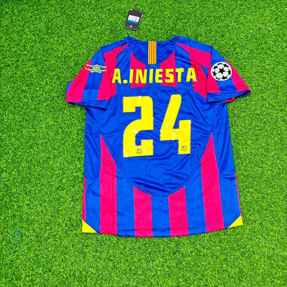 Andres Iniesta Barcelona 2006 Final Retro Short Sleeve Football Jersey