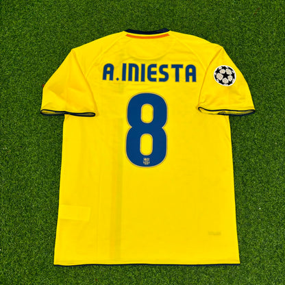 Andres Iniesta 2008-09 Maillot rétro jaune Barcelone
