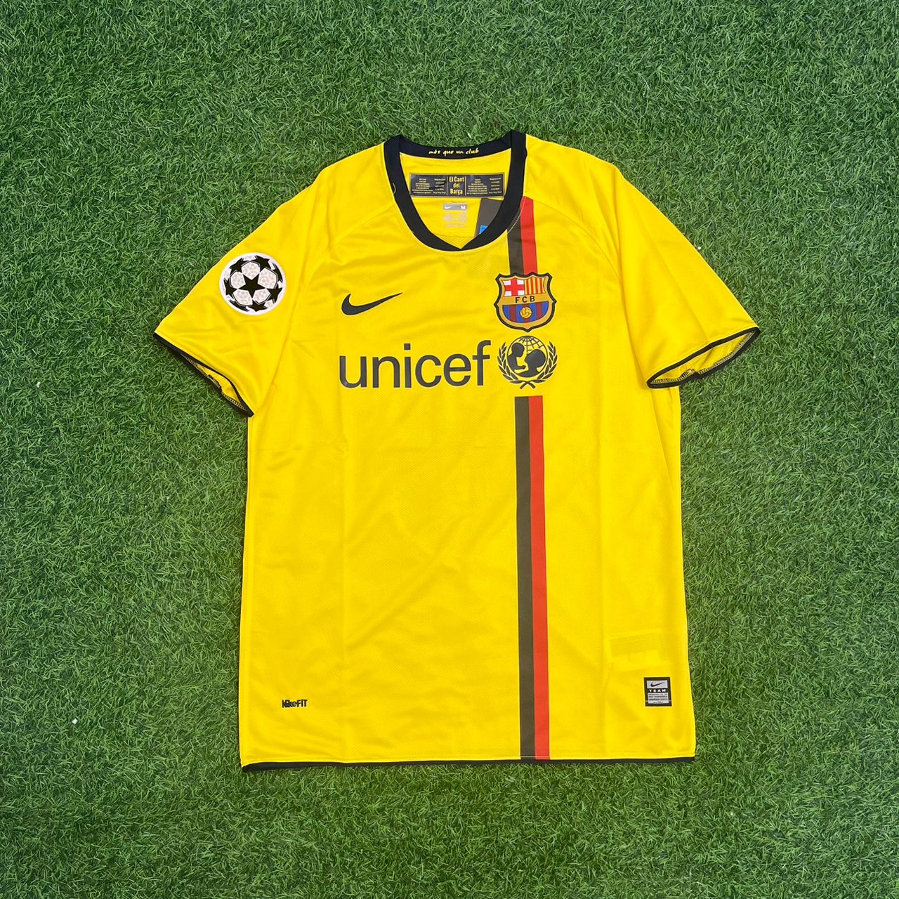 Andres Iniesta 2008-09 Barcelona Yellow Retro Jersey