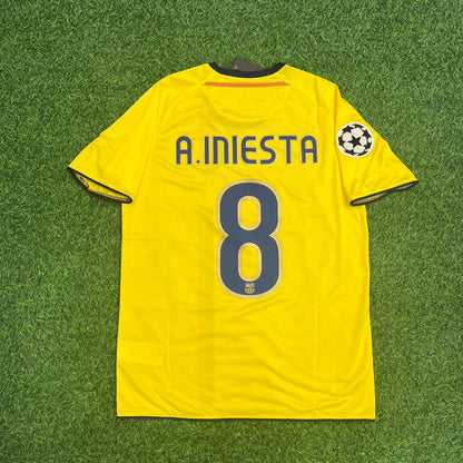 Andres Iniesta 2008-09 Barcelona Yellow Retro Jersey