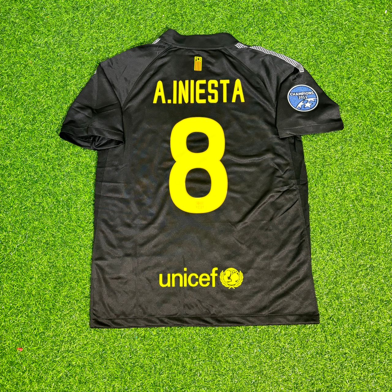 Andres Iniesta Black Barcelona 2011/12 Retro Kit Shirt Jersey Trikot Maglia