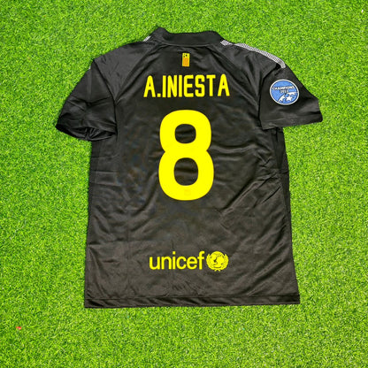 Andres Iniesta Black Barcelona 2011/12 Retro Kit Shirt Jersey Trikot Maglia