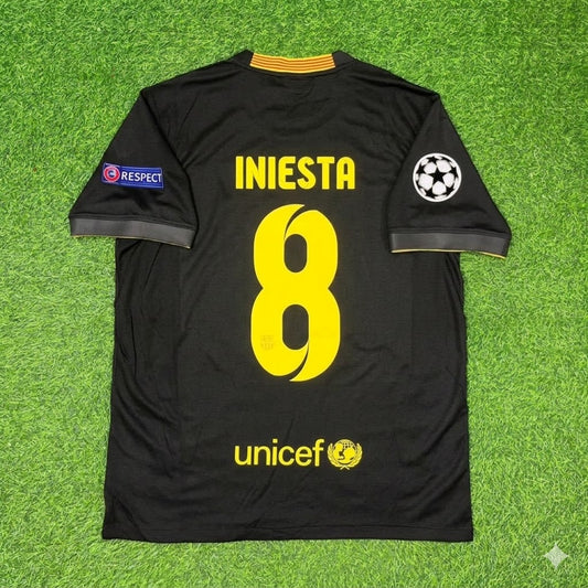 Andrés Iniesta #8 Barcelona 2013-2014 Black Retro Football Jersey