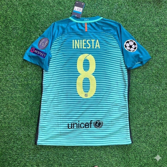 Andrés Iniesta #8 Barcelona 2016/17 Away Retro Jersey Trikot Maillot Soccer Shirt