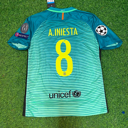 Andrés Iniesta #8 Barcelona 2016/17 Away Retro Jersey Trikot Maillot Soccer Shirt
