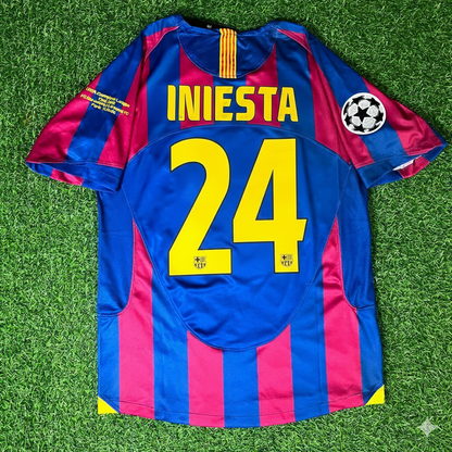Andres Iniesta Barcelona 2006 Final Retro Short Sleeve Football Jersey