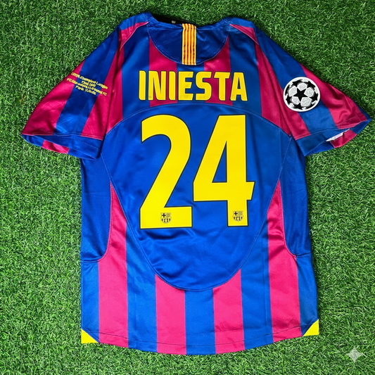 Andres Iniesta Barcelona 2006 Final Retro Short Sleeve Football Jersey