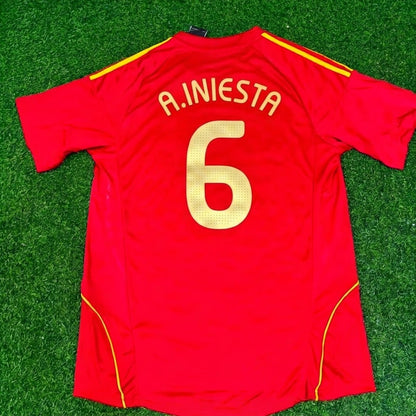 Andrés Iniesta #6 Spain EURO 2008 Red Home Retro Football Jersey