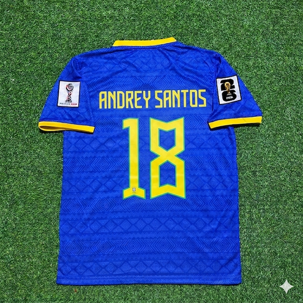 Andrey Santos 18- Brazil 2026 World Cup Blue New Season Football Jersey