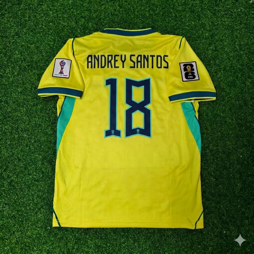Andrey Santos #18 Brazil 2026 World Cup Yellow Home Football Jersey