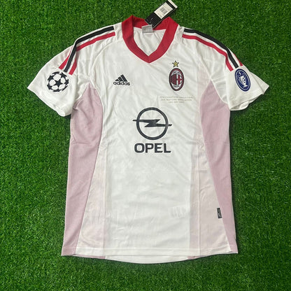 Maillot rétro blanc d'Andriy Shevchenko AC Milan Finale de la Ligue des champions 2003 Old Trafford