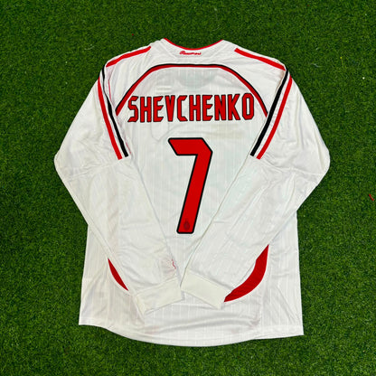 Andriy Shevchenko #7 AC Milan Away White Long Sleeve Retro Jersey
