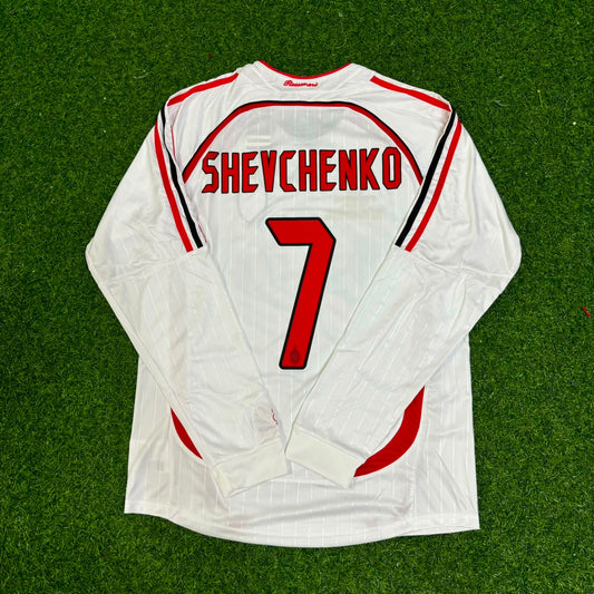 Andriy Shevchenko #7 AC Milan Away White Long Sleeve Retro Jersey