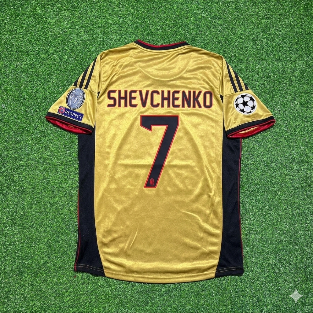 Andriy Shevchenko #7 AC Milan Gold Retro Trikot Jersey