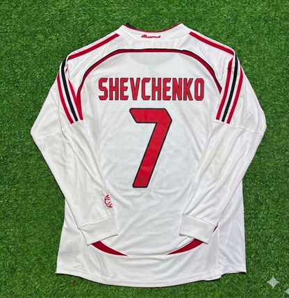 Andriy Shevchenko #7 AC Milan Away White Long Sleeve Retro Jersey