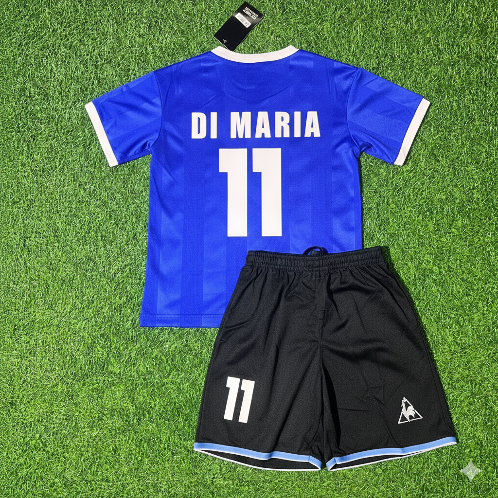 Maillot de football rétro bleu pour enfant Angel Di Maria 11 - Argentine