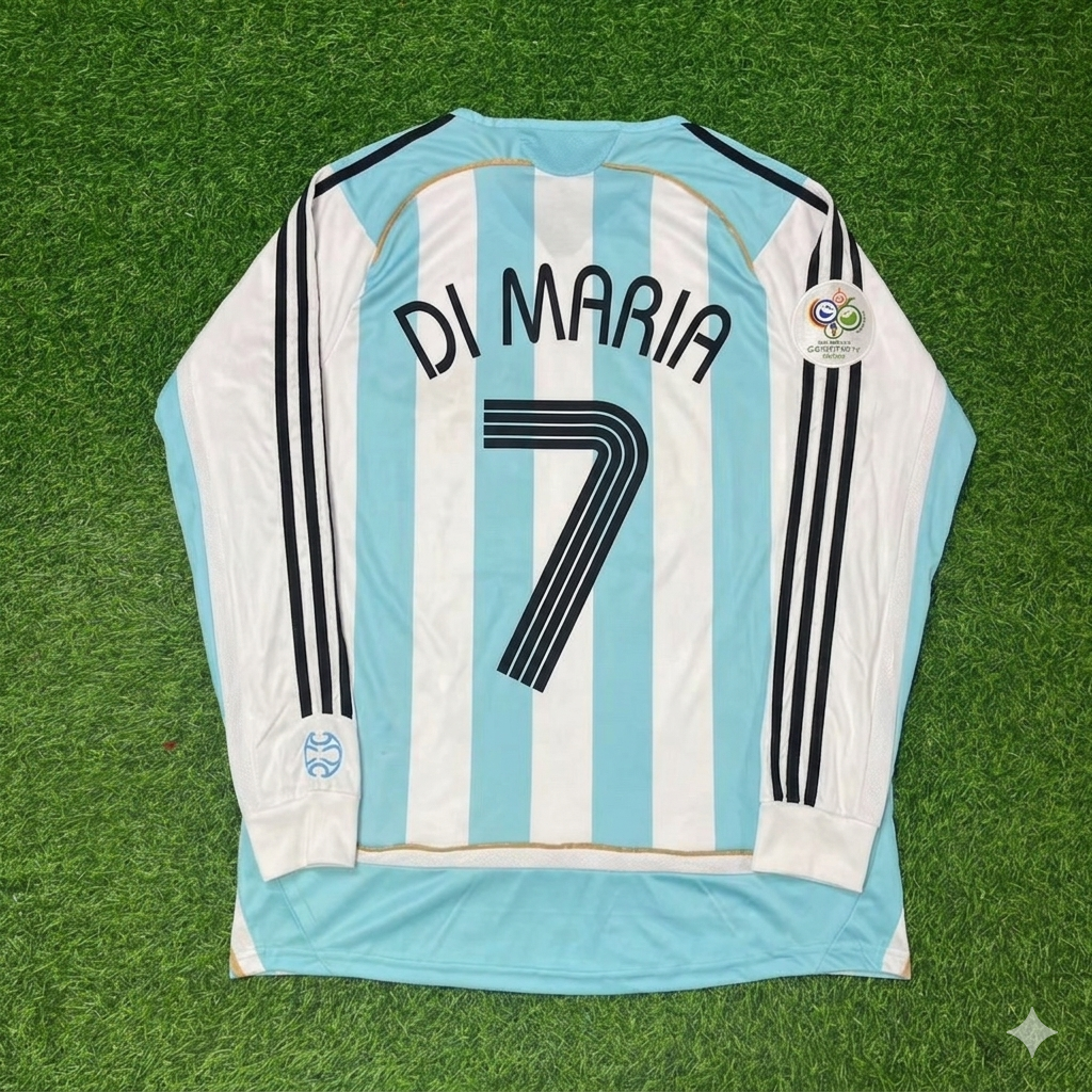 Ángel Di María #7 Argentina 2006 World Cup Retro Long Sleeve Football Jersey
