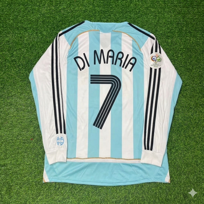 Ángel Di María #7 Argentina 2006 World Cup Retro Long Sleeve Football Jersey