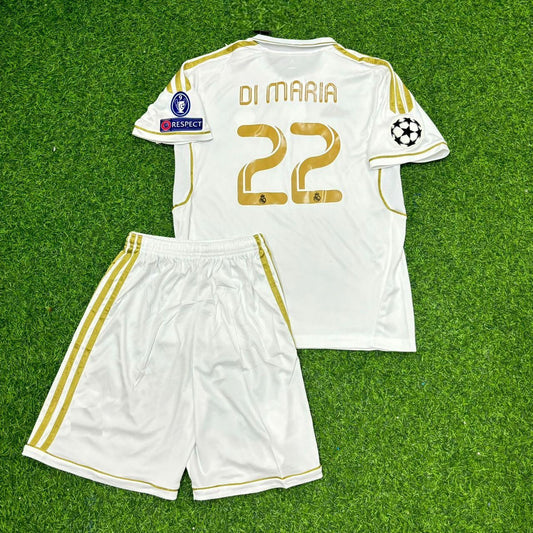 Angel Di María Real Madrid 2011/2012 White Retro Kids Football Jersey Kit