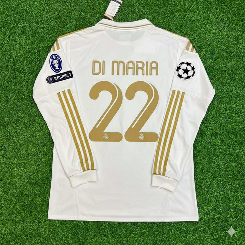 Angel Di Maria 22- Real Madrid 2011-2012 White Long Sleeve Jersey Soccer Shirt